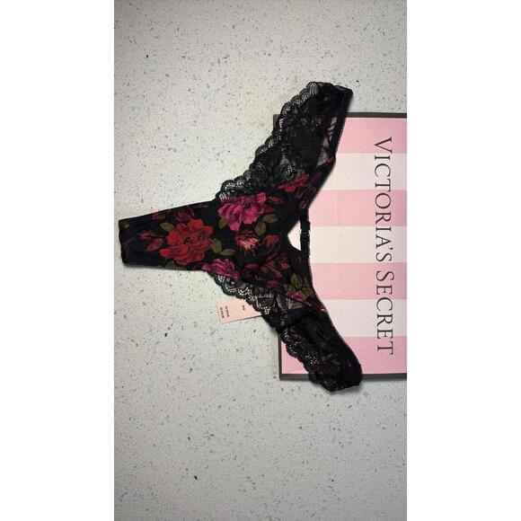 Victoria’s Secret angelight mesh thong panty lace trim in red floral Sz M NWT - Picture 1 of 6